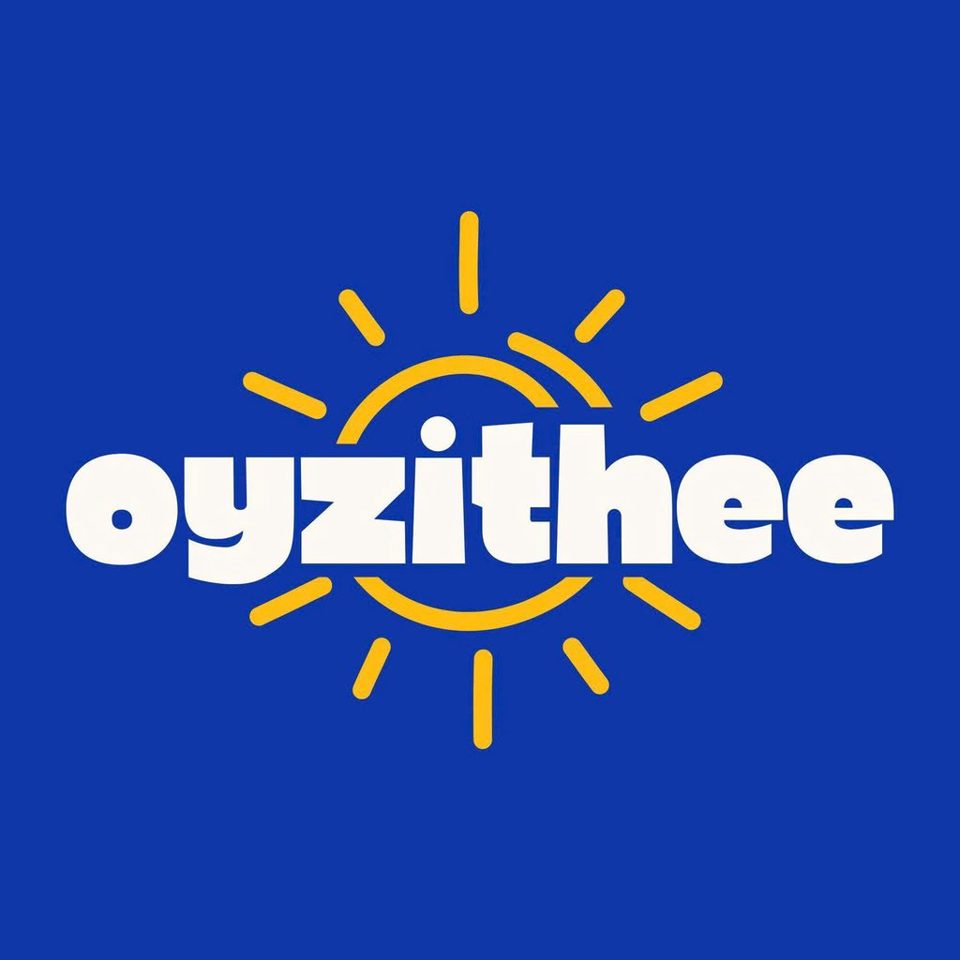Logo oyzithee nền xanh dương